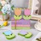 7Pcs Spring Wooden Tiered Tray Decor Farmhouse Faux Stacked Books Pastel Tulip Floral Table Centerpiece Block Signs for Party Home Kitchen